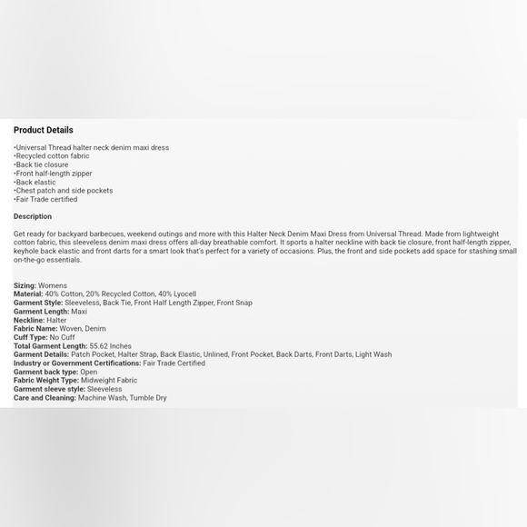 Women's Halter Neck Denim Maxi Dress - Universal Thread Blue - Picture 10 of 10